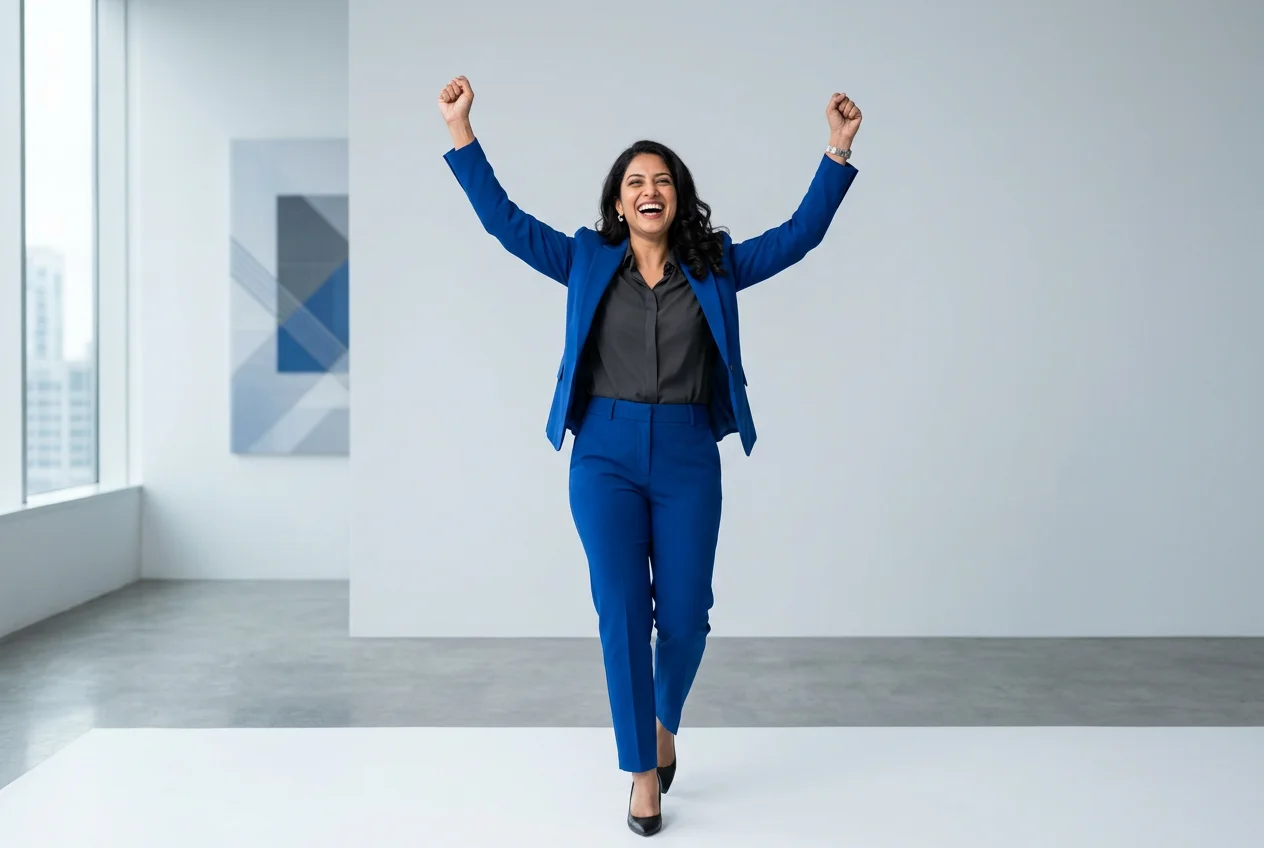 business woman celebrating growth - business growth strategies