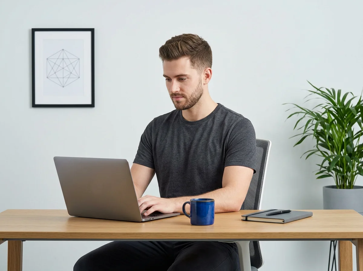 Solopreneur working on marketing on the computer - when to outsource marketing