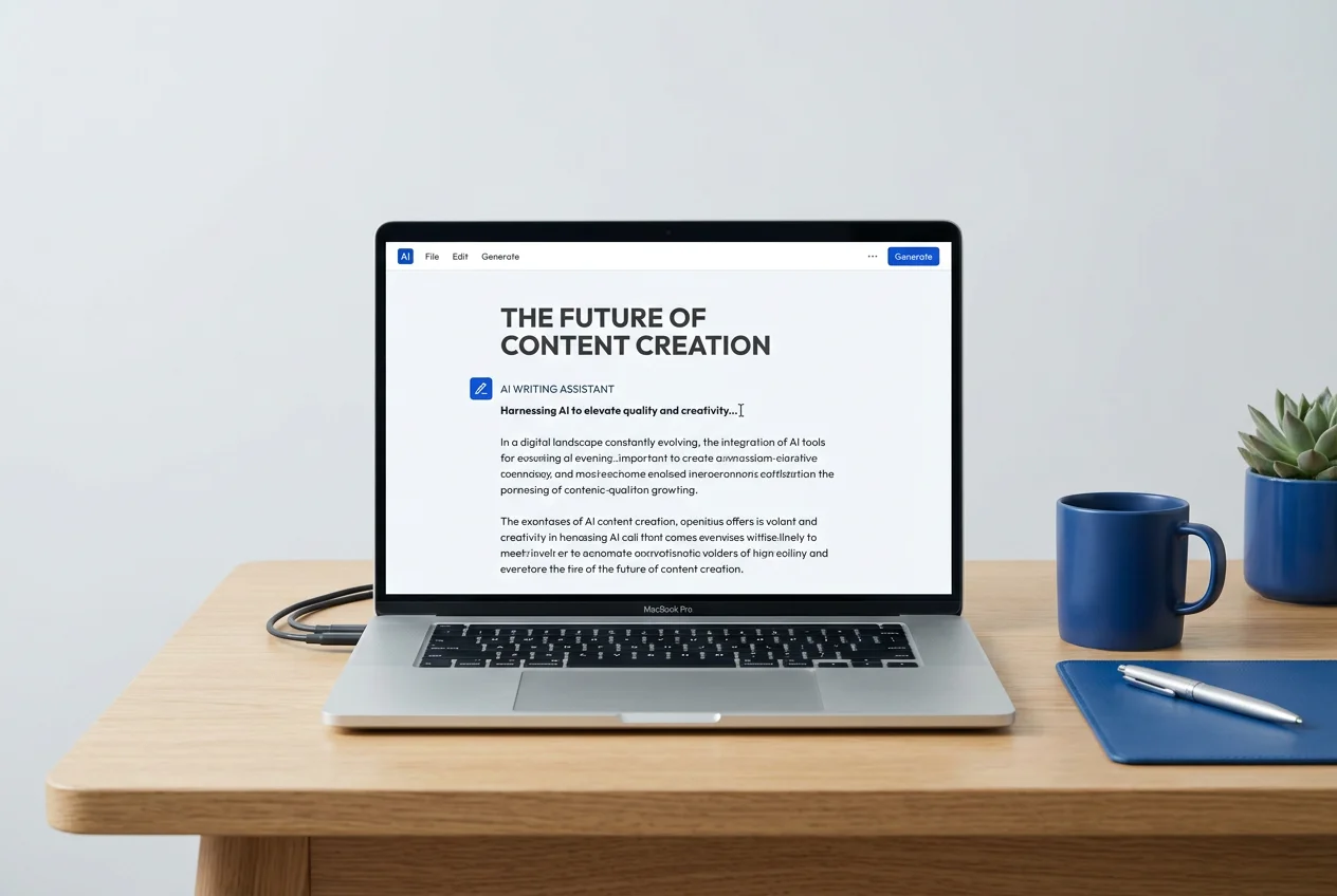 Ai writing tool on a laptop