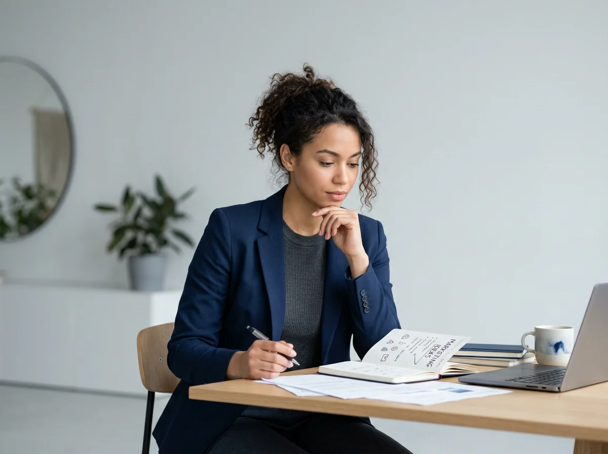 Image of business owner coming up with marketing ideas